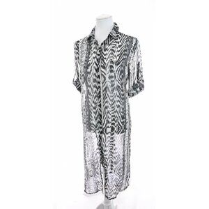 Orange Fashion Village Sz S/M Sheer Zebra Print Long Midi Shirt Dress Cover Up